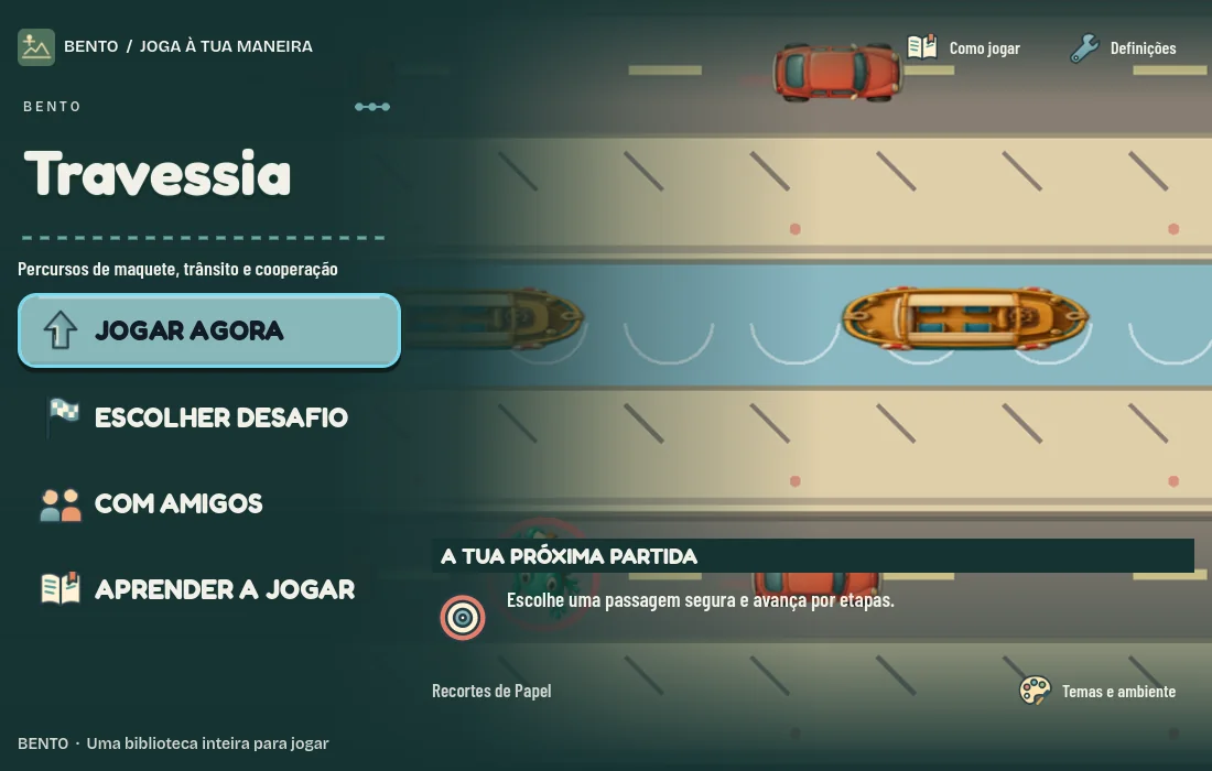 Ecrã inicial de Bento Travessia